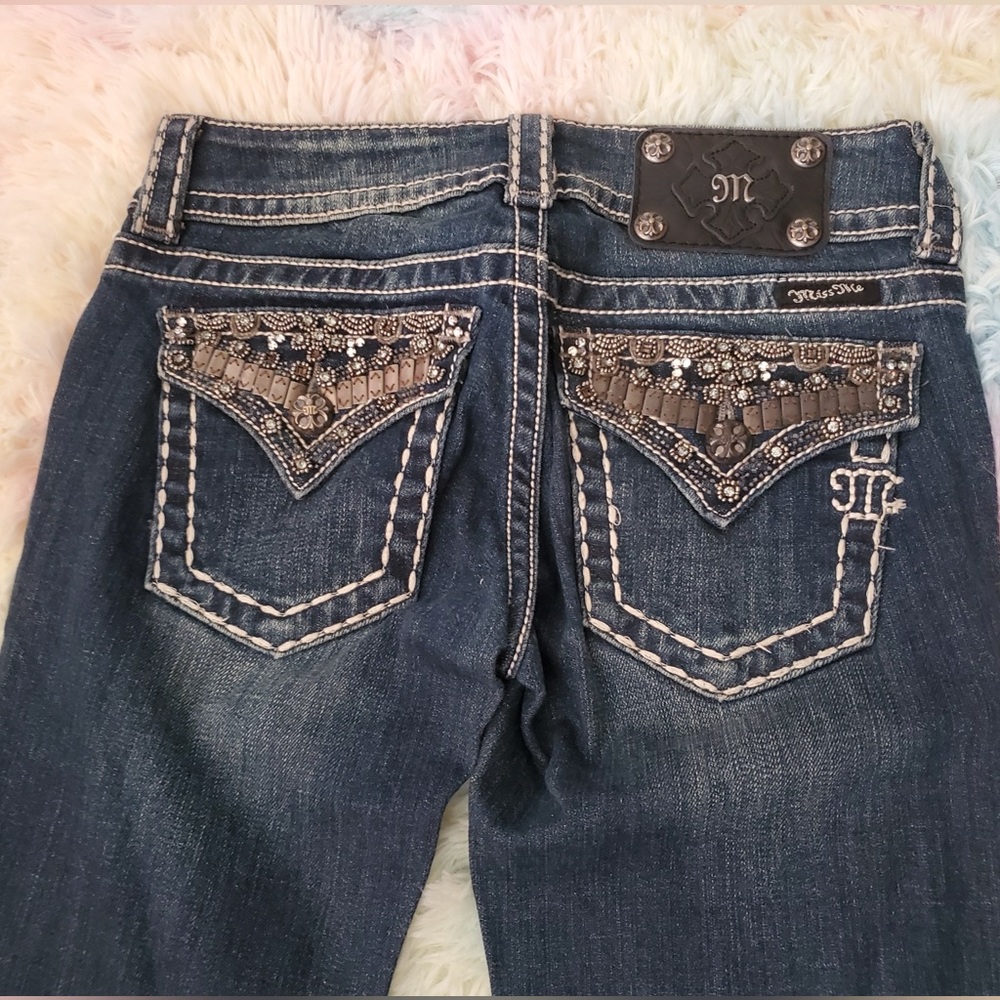 Miss Me Blue Jeans with Silver Embellishments